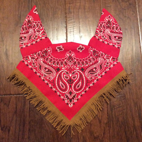 Bandana Bonnet with faux leather fringe- Horse/Cob/Draft sizes
